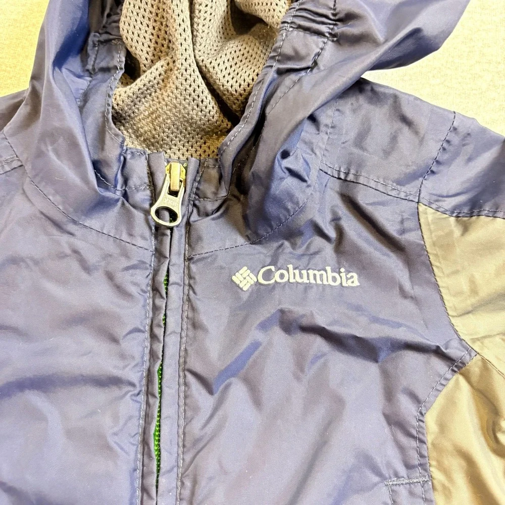 Columbia Sportswear Kids Blue Gray Hooded Rain Jacket 6 Months Outdoors Coat